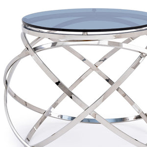 Homeroots 14" Silver And Clear Glass Round End Table   284320