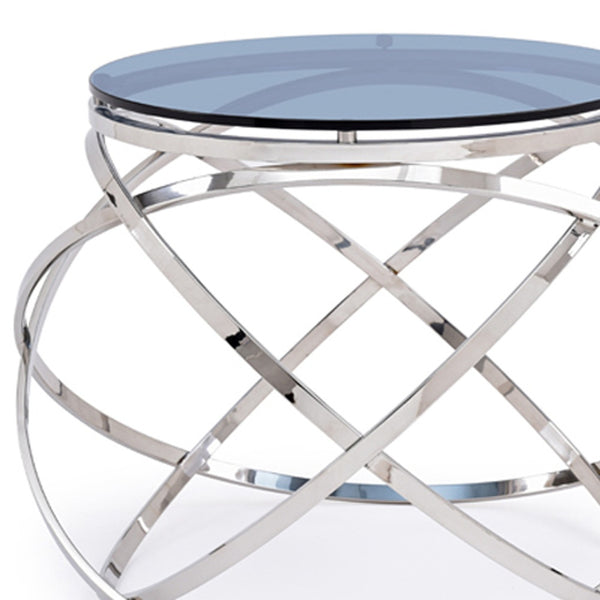 Homeroots 14" Silver And Clear Glass Round End Table   284320