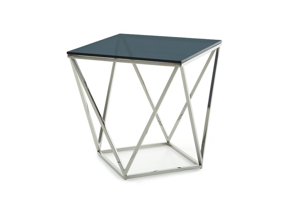 Homeroots 25" Glass And Stainless Steel End Table   284324