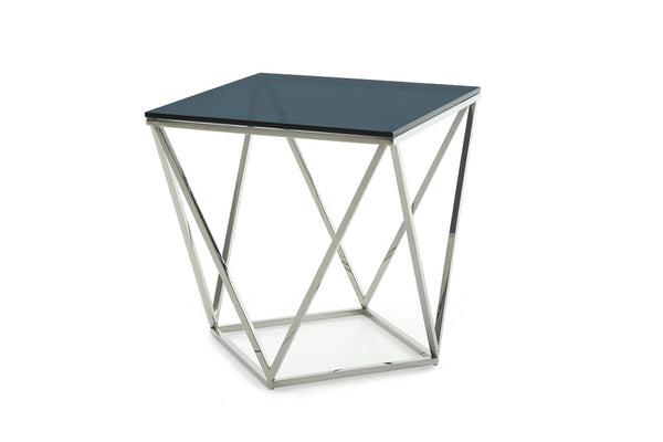 Homeroots 25" Glass And Stainless Steel End Table   284324