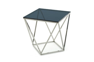 Homeroots 25" Glass And Stainless Steel End Table   284324