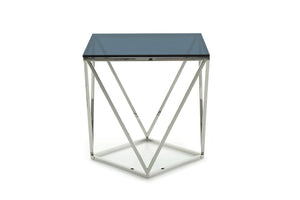 Homeroots 25" Glass And Stainless Steel End Table   284324