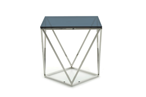 Homeroots 25" Glass And Stainless Steel End Table   284324