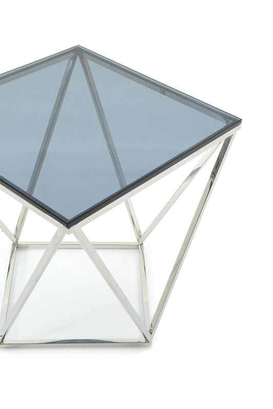 Homeroots 25" Glass And Stainless Steel End Table   284324