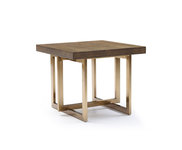 Homeroots Modrest Pike Modern Elm & Antique Brass End Table   284330