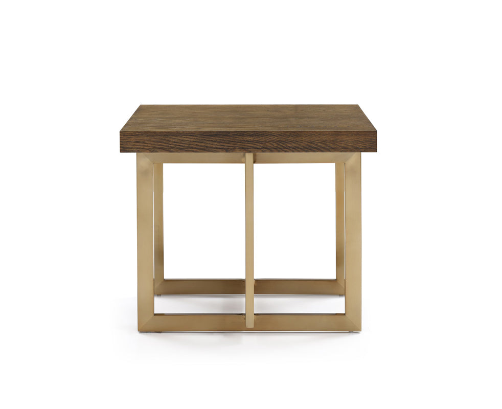 Homeroots Modrest Pike Modern Elm & Antique Brass End Table   284330