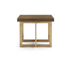 Homeroots Modrest Pike Modern Elm & Antique Brass End Table   284330