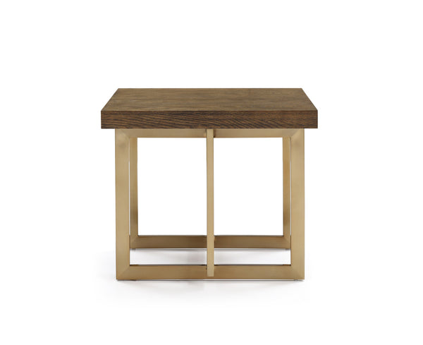 Homeroots Modrest Pike Modern Elm & Antique Brass End Table   284330