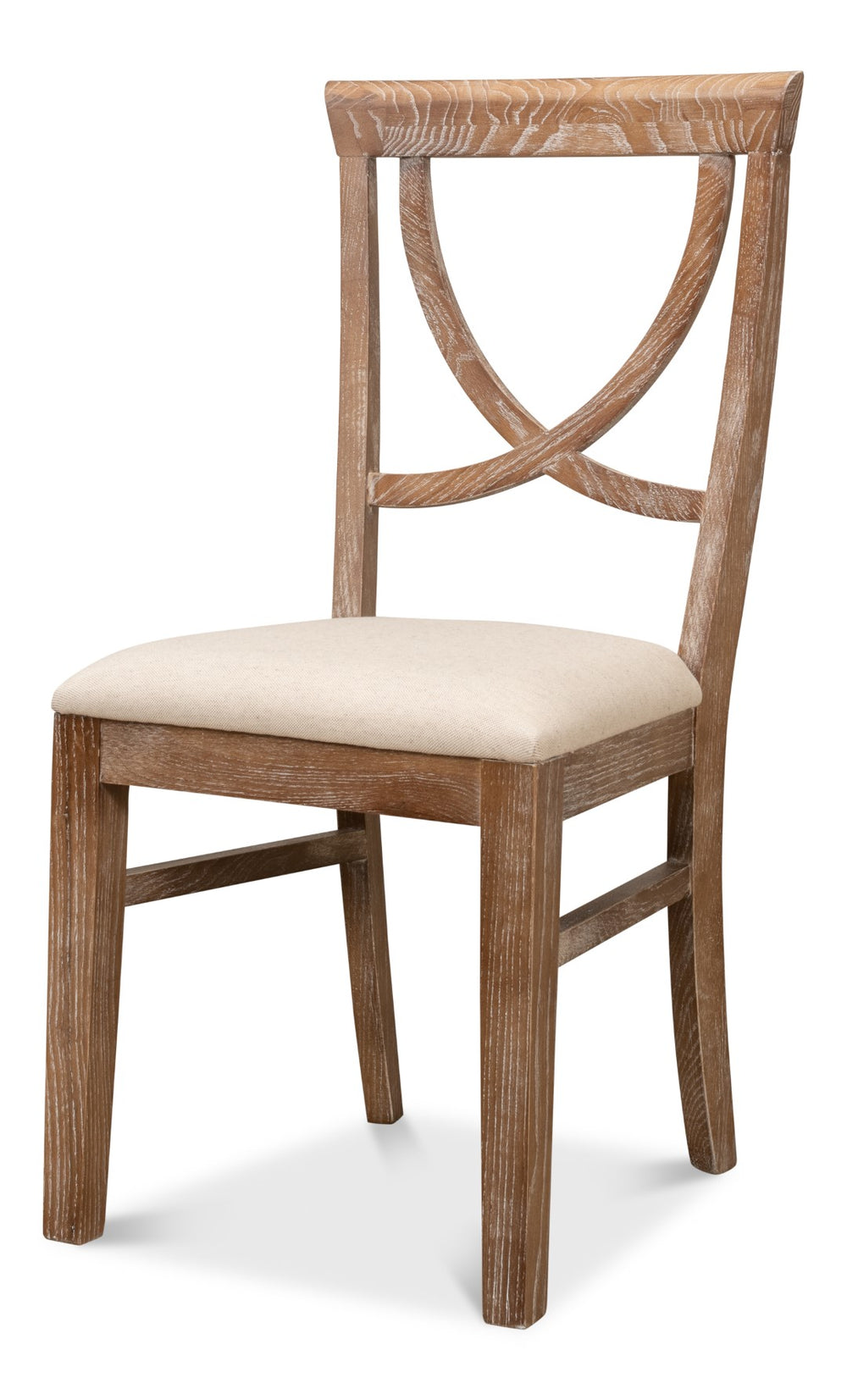 Sarreid Monet's Chair - Elegant Set Of 2 In Whitewashed Oak & Beige Linen For Stylish Home Décor Beige  28435