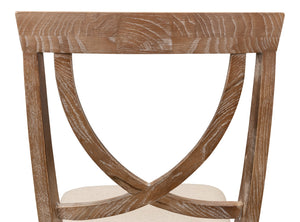 Sarreid Monet's Chair - Elegant Set Of 2 In Whitewashed Oak & Beige Linen For Stylish Home Décor Beige  28435