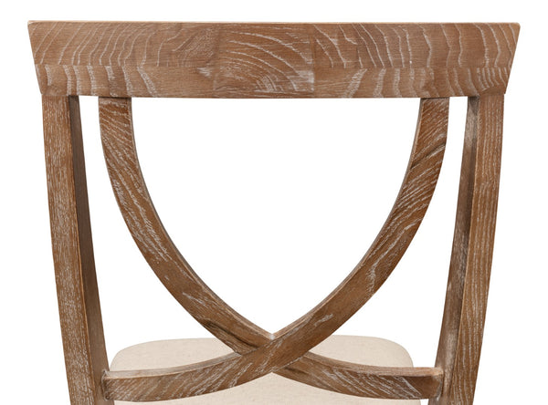 Sarreid Monet's Chair - Elegant Set Of 2 In Whitewashed Oak & Beige Linen For Stylish Home Décor Beige  28435