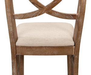Sarreid Monet's Chair - Elegant Set Of 2 In Whitewashed Oak & Beige Linen For Stylish Home Décor Beige  28435