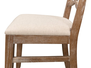 Sarreid Monet's Chair - Elegant Set Of 2 In Whitewashed Oak & Beige Linen For Stylish Home Décor Beige  28435