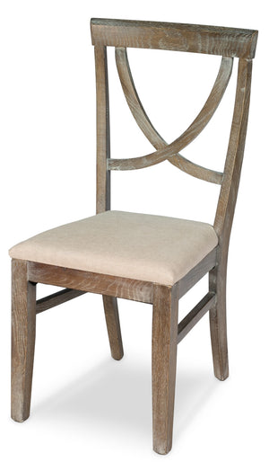 Sarreid Monet's Chair - Elegant Set Of 2 In Whitewashed Oak & Beige Linen For Stylish Home Décor Beige  28435