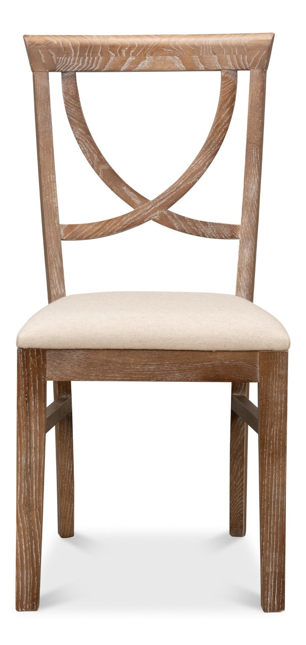 Sarreid Monet's Chair - Elegant Set Of 2 In Whitewashed Oak & Beige Linen For Stylish Home Décor Beige  28435