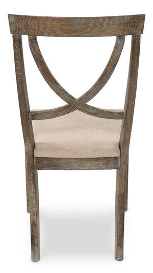 Sarreid Monet's Chair - Elegant Set Of 2 In Whitewashed Oak & Beige Linen For Stylish Home Décor Beige  28435