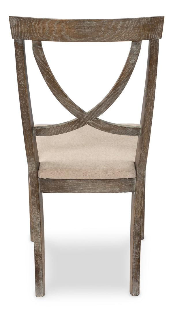 Sarreid Monet's Chair - Elegant Set Of 2 In Whitewashed Oak & Beige Linen For Stylish Home Décor Beige  28435