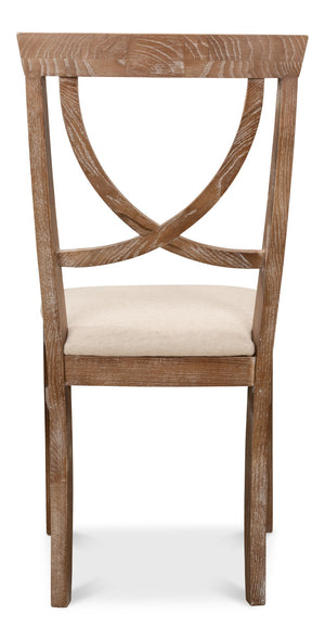 Sarreid Monet's Chair - Elegant Set Of 2 In Whitewashed Oak & Beige Linen For Stylish Home Décor Beige  28435