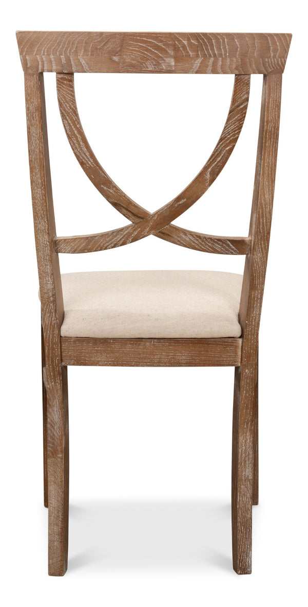 Sarreid Monet's Chair - Elegant Set Of 2 In Whitewashed Oak & Beige Linen For Stylish Home Décor Beige  28435