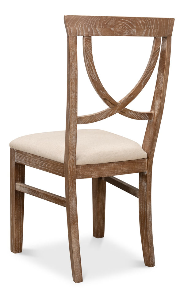 Sarreid Monet's Chair - Elegant Set Of 2 In Whitewashed Oak & Beige Linen For Stylish Home Décor Beige  28435