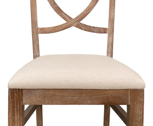 Sarreid Monet's Chair - Elegant Set Of 2 In Whitewashed Oak & Beige Linen For Stylish Home Décor Beige  28435