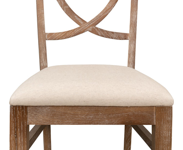 Sarreid Monet's Chair - Elegant Set Of 2 In Whitewashed Oak & Beige Linen For Stylish Home Décor Beige  28435