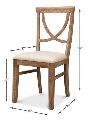 Sarreid Monet's Chair - Elegant Set Of 2 In Whitewashed Oak & Beige Linen For Stylish Home Décor Beige  28435
