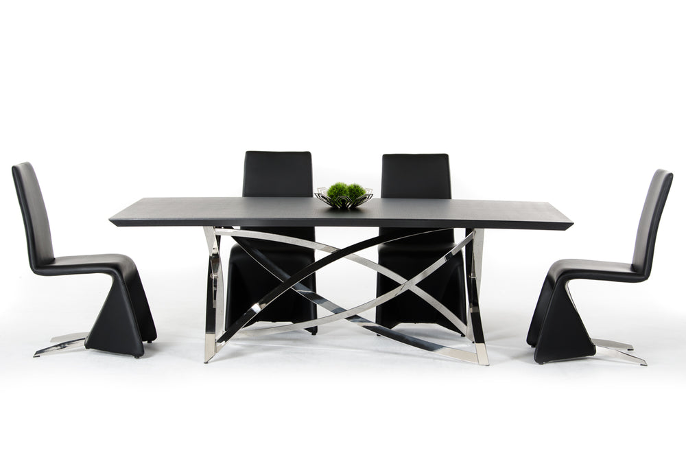 Homeroots 30" Wenge Veneer And Stainless Steel Dining Table  Wood,Manufactured 284362