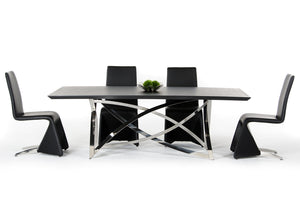 Homeroots 30" Wenge Veneer And Stainless Steel Dining Table  Wood,Manufactured 284362