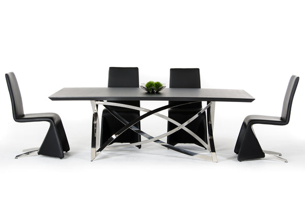 Homeroots 30" Wenge Veneer And Stainless Steel Dining Table  Wood,Manufactured 284362