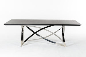 Homeroots 30" Wenge Veneer And Stainless Steel Dining Table  Wood,Manufactured 284362