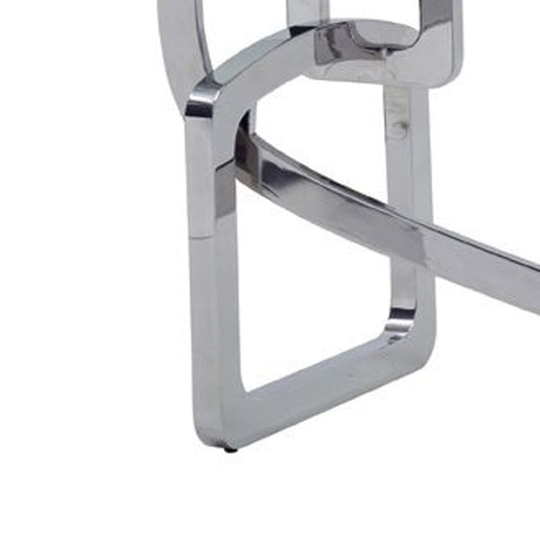 HomeRoots 79" Modern Clear Glass Dining Table with Silver Stainless Steel Trestle Base - Stylish & Durable Design 284365