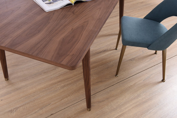 Homeroots 30" Walnut Veneer And Antique Brass Dining Table  Wood,Manufactured 284369