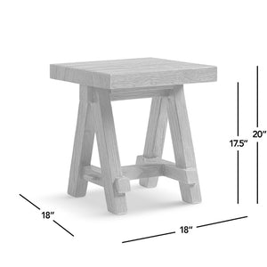 English Elm Hawthorne Reclaimed Elm Square Side Table with Trestle Base for Modern Rustic Interiors Brown B2719P474458