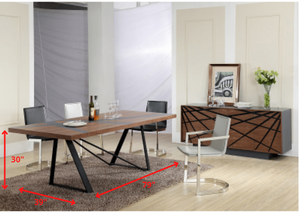 Homeroots 30" Walnut Veneer And Grey Stainless Steel Dining Table  Wood,Manufactured 284372