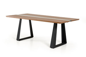 Homeroots 30" Walnut Veneer  Glass  And Metal  Wood,Manufactured 284380