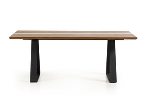 Homeroots 30" Walnut Veneer  Glass  And Metal  Wood,Manufactured 284380