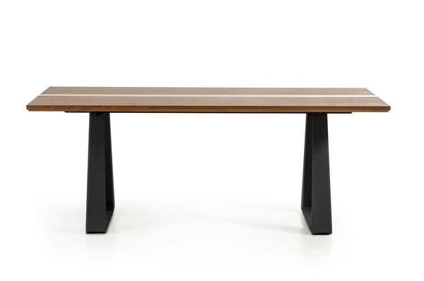 Homeroots 30" Walnut Veneer  Glass  And Metal  Wood,Manufactured 284380