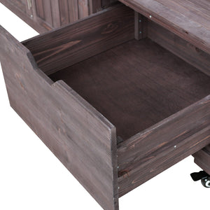 English Elm K&k 80.5 Inch Outdoor Kitchen Island Solid Fir Wood Stainless Steel Grill Cart Station Brown N707P392140Z