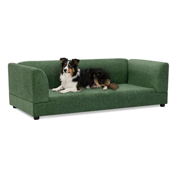 English Elm Comfortable Linen Upholstered Pet Sofa with Backrest and Armrests for Large Dogs Olive Green W487P430317