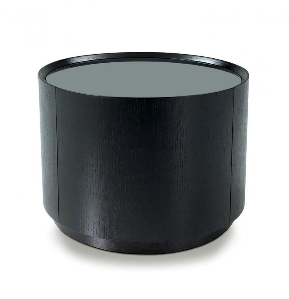 Homeroots 18" Dark Oak Veneer And Glass Nightstand With A Drawer   284414