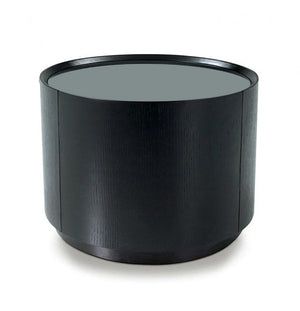 Homeroots 18" Dark Oak Veneer And Glass Nightstand With A Drawer   284414