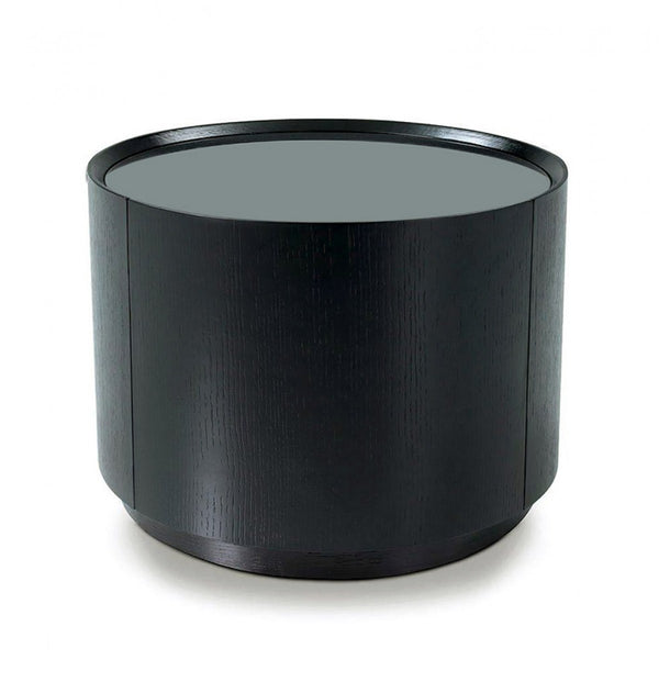 Homeroots 18" Dark Oak Veneer And Glass Nightstand With A Drawer   284414