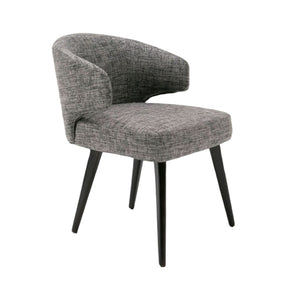 HomeRoots Gray Wing Back Dining Arm Chair - Elegant Upholstered Design with Black Legs for Stylish Comfort 284415