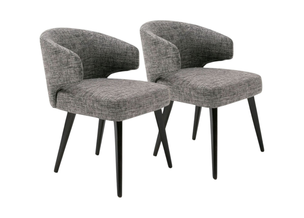 HomeRoots Gray Wing Back Dining Arm Chair - Elegant Upholstered Design with Black Legs for Stylish Comfort 284415