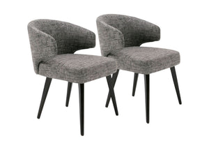HomeRoots Gray Wing Back Dining Arm Chair - Elegant Upholstered Design with Black Legs for Stylish Comfort 284415