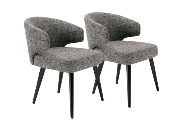 HomeRoots Gray Wing Back Dining Arm Chair - Elegant Upholstered Design with Black Legs for Stylish Comfort 284415