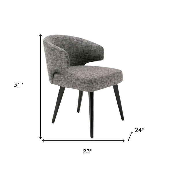 HomeRoots Gray Wing Back Dining Arm Chair - Elegant Upholstered Design with Black Legs for Stylish Comfort 284415