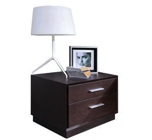 Homeroots Modern Brown Oak Finish Two Drawer Nightstand   284418