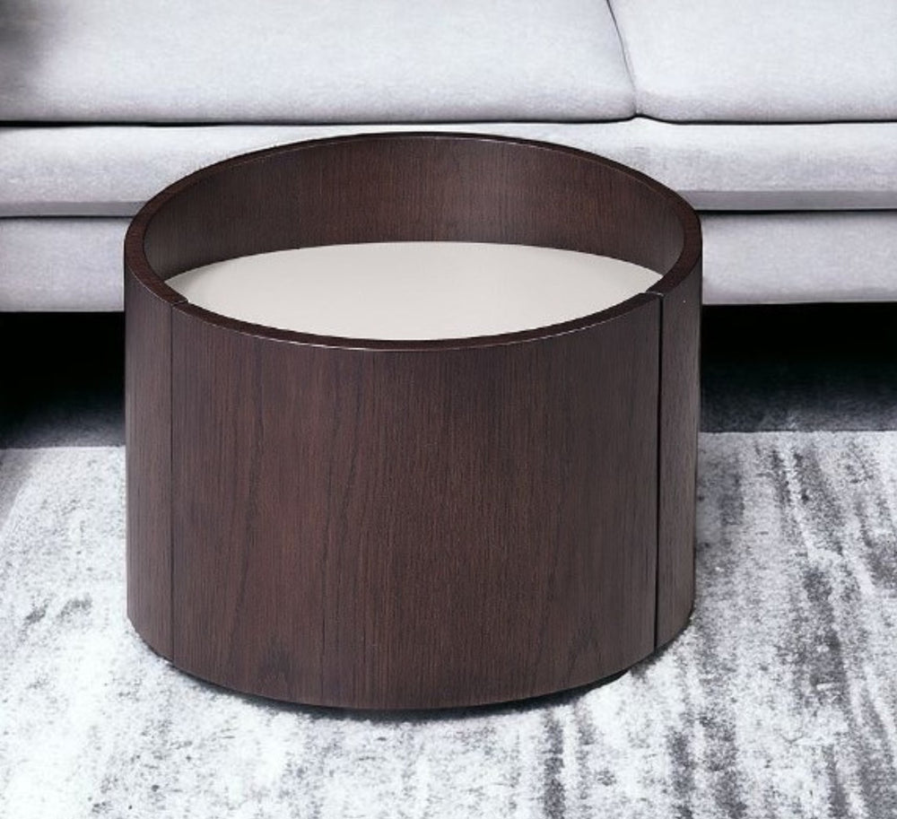 Homeroots 17" Dark Brown Solid Wood Round End Table   284423